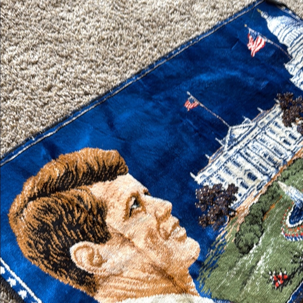 Blue Embroidered Patriotic Tapestry